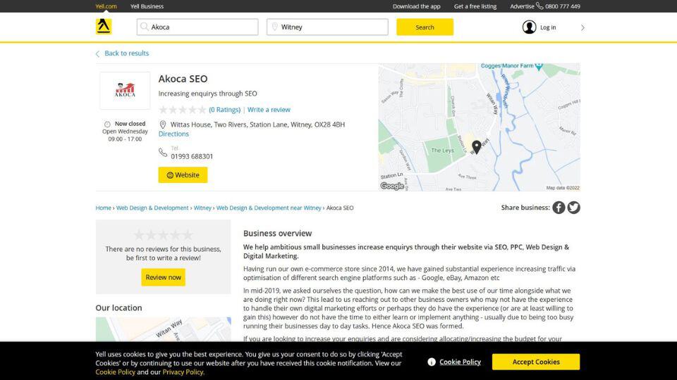 Yell listing image for our best UK directories post