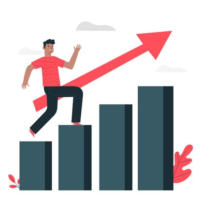 Image of a man climbing a graph with an arrow for Akoca post on how SEO can help your business